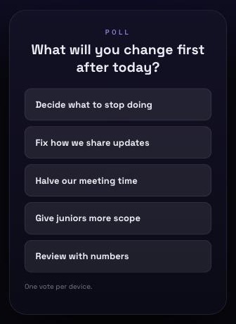 The participant's phone screen, with five options listed as buttons under the question